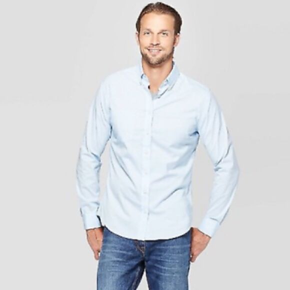 GOODFELLOW & CO LONG SLEEVE LIGHT BLUE SHIRT SIZE XXL - Picture 1 of 6